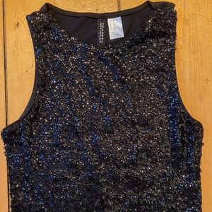 Black sequin crop top